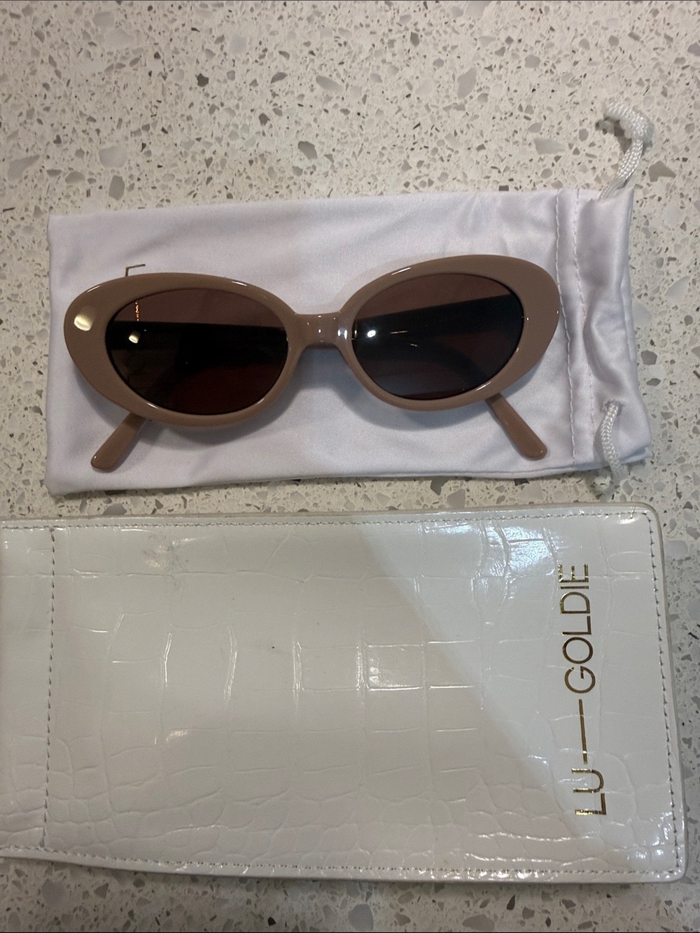 Goldie Beige Oval Sunglasses for Women - Chic Neutral Shades